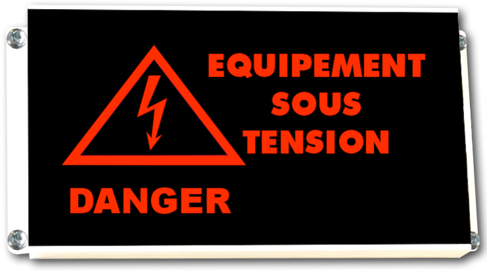 panneau lumineux  danger d'électrocution avec pictogramme