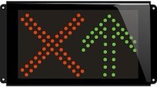 Signalisation lumineuse X rouge et flèche verte